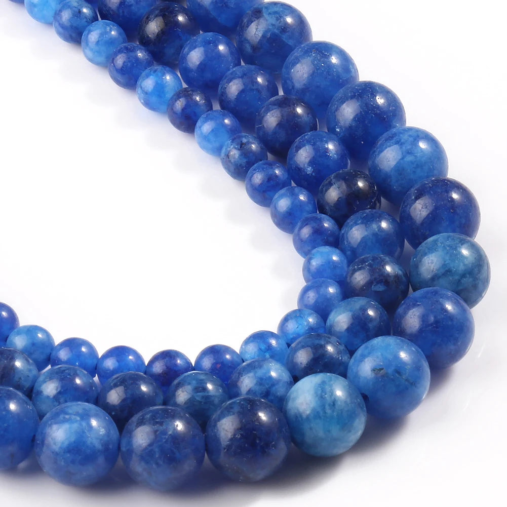6/8/10mm Blue Kyanite Jades Stone Beads Loose Spacer Round Beads for Jewelry Making DIY Findings Bracelet Necklace 15" Strand
