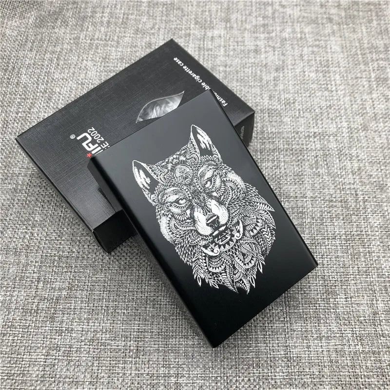 Personalized Customized Smoking Skull Cigarette Case Boxes Ultra Thin Portable Aluminium Alloy Slide Cigarette Box Smoke boxes