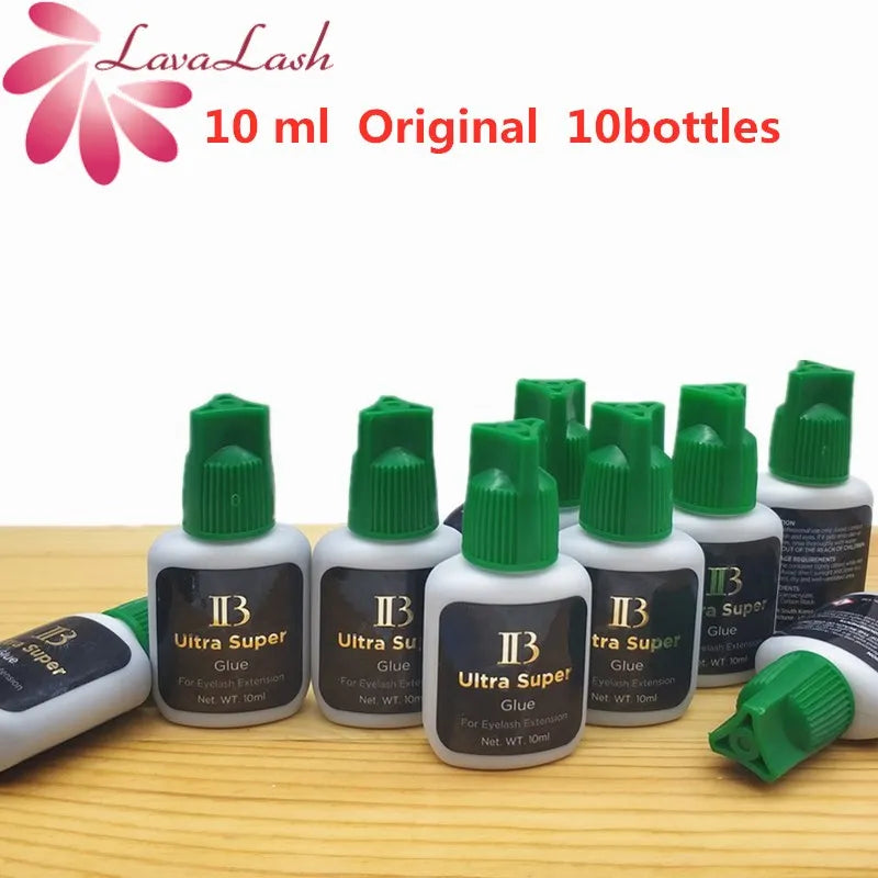 10 Bottles Black False Eyelashes Glue IB Ultra Super Glue Individual Fast Drying Glue for Eyelash Extensions 5ml/10ml