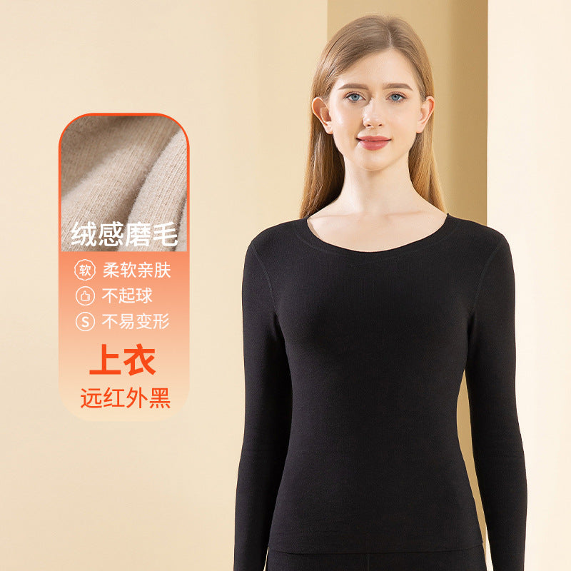 Autumn and winter new ladies de velvet thermal underwear set heating plus velvet padded autumn pants anti-bacterial underwear