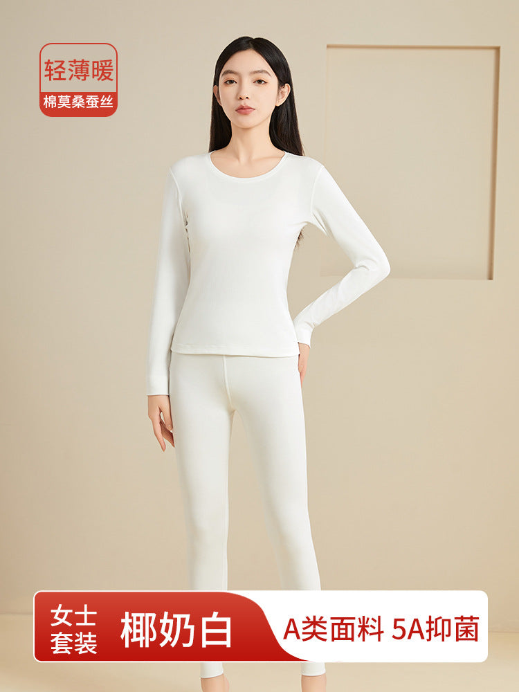 New Autumn and Winter Modal Thermal Underwear Set for Women, Long-Staple Cotton Antibacterial Long Pants and Long-Sleeve Thermal Tops for Men