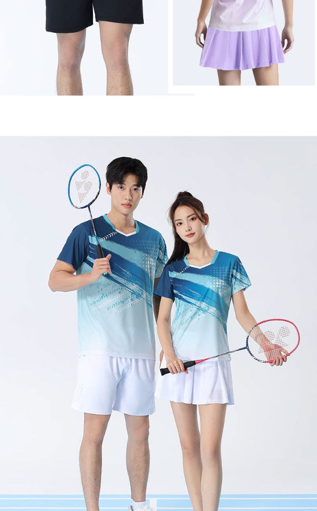 2025 New Quick-Dry Breathable Badminton Uniforms with Logo Printing, Couple Style Sports Table Tennis Uniforms, Group Purchase with Number Printing