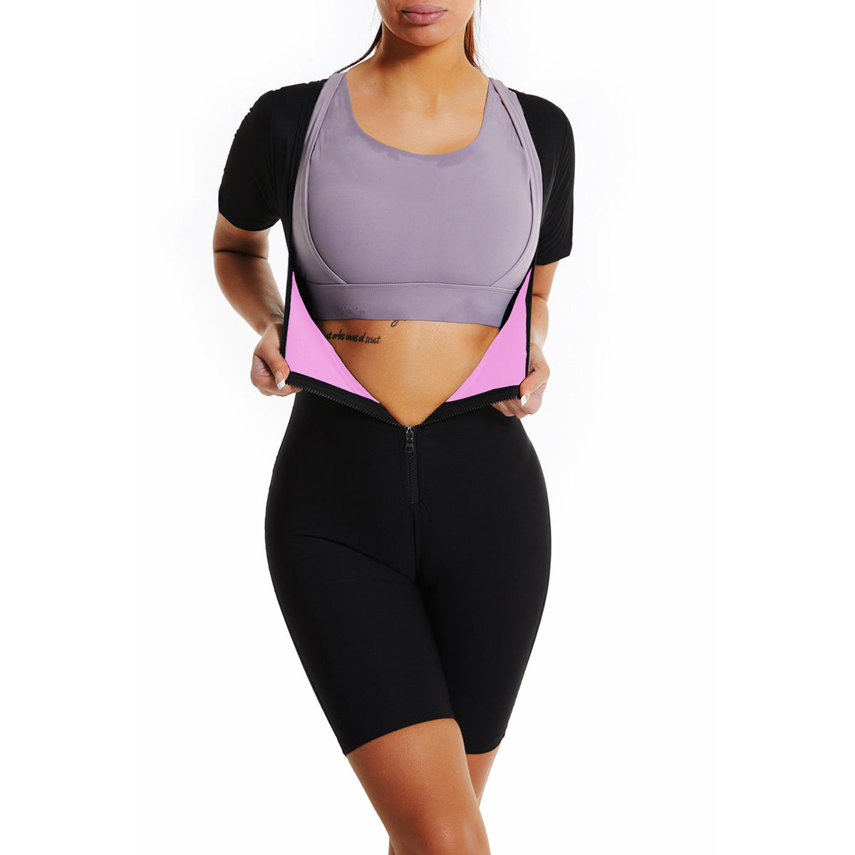 Cross-Border Tight Women's Waist-Lifting Hip Sweat Suit Running Yoga Fitness Suit Sports Sweat Bodywork Suit