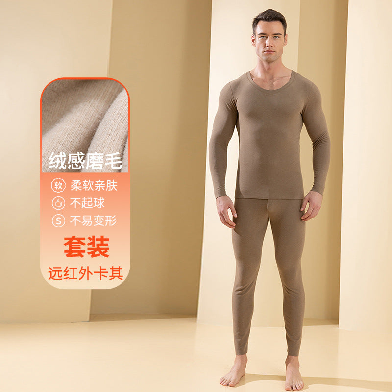 Autumn and winter new ladies de velvet thermal underwear set heating plus velvet padded autumn pants anti-bacterial underwear
