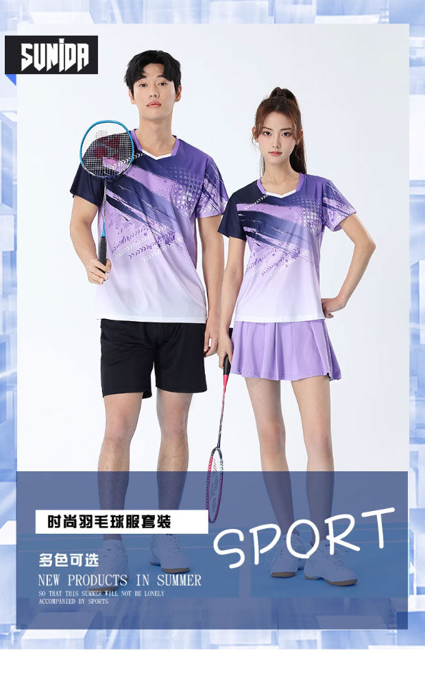 2025 New Quick-Dry Breathable Badminton Uniforms with Logo Printing, Couple Style Sports Table Tennis Uniforms, Group Purchase with Number Printing