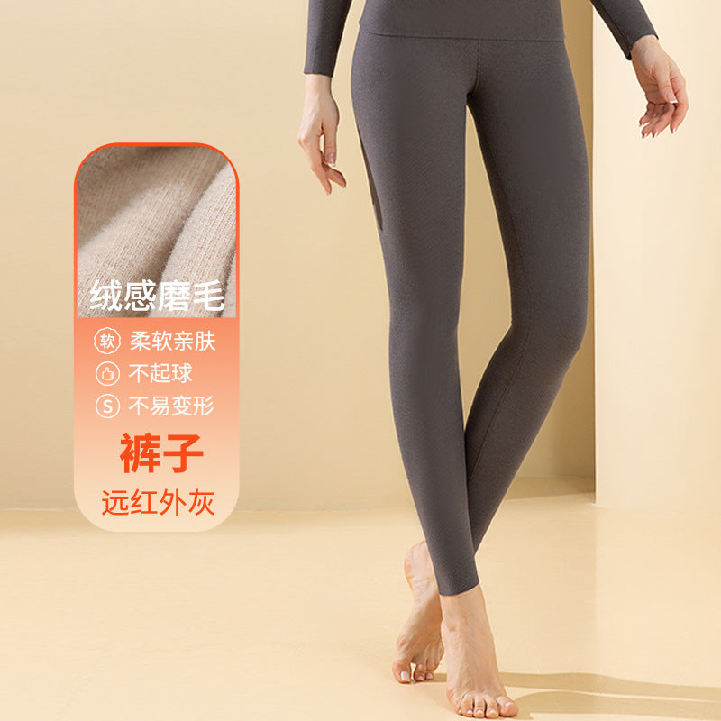 Autumn and winter new ladies de velvet thermal underwear set heating plus velvet padded autumn pants anti-bacterial underwear