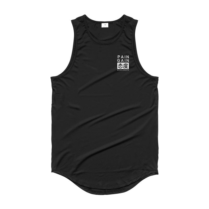 Literary attitude printing design Men's Fitness sports vest summer breathable granular fabric bodybuilding iron clothes