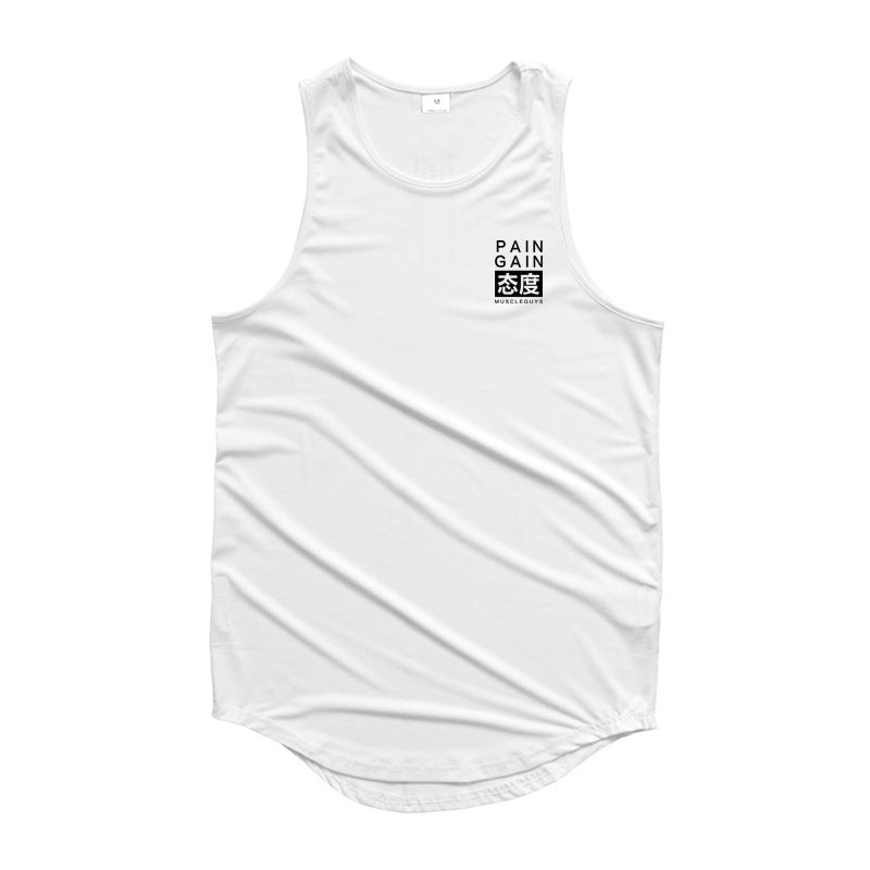 Literary attitude printing design Men's Fitness sports vest summer breathable granular fabric bodybuilding iron clothes
