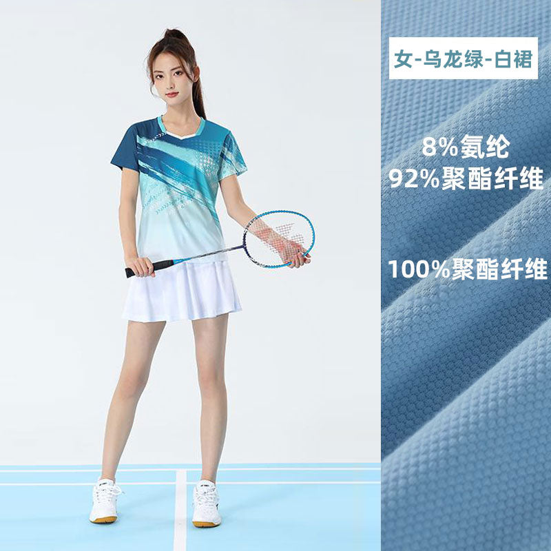 2025 New Quick-Dry Breathable Badminton Uniforms with Logo Printing, Couple Style Sports Table Tennis Uniforms, Group Purchase with Number Printing