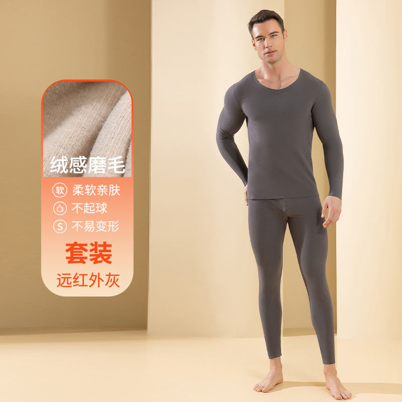 Autumn and winter new ladies de velvet thermal underwear set heating plus velvet padded autumn pants anti-bacterial underwear