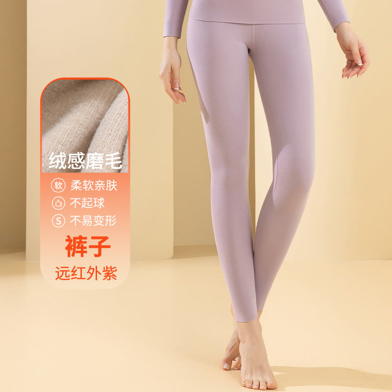 Autumn and winter new ladies de velvet thermal underwear set heating plus velvet padded autumn pants anti-bacterial underwear