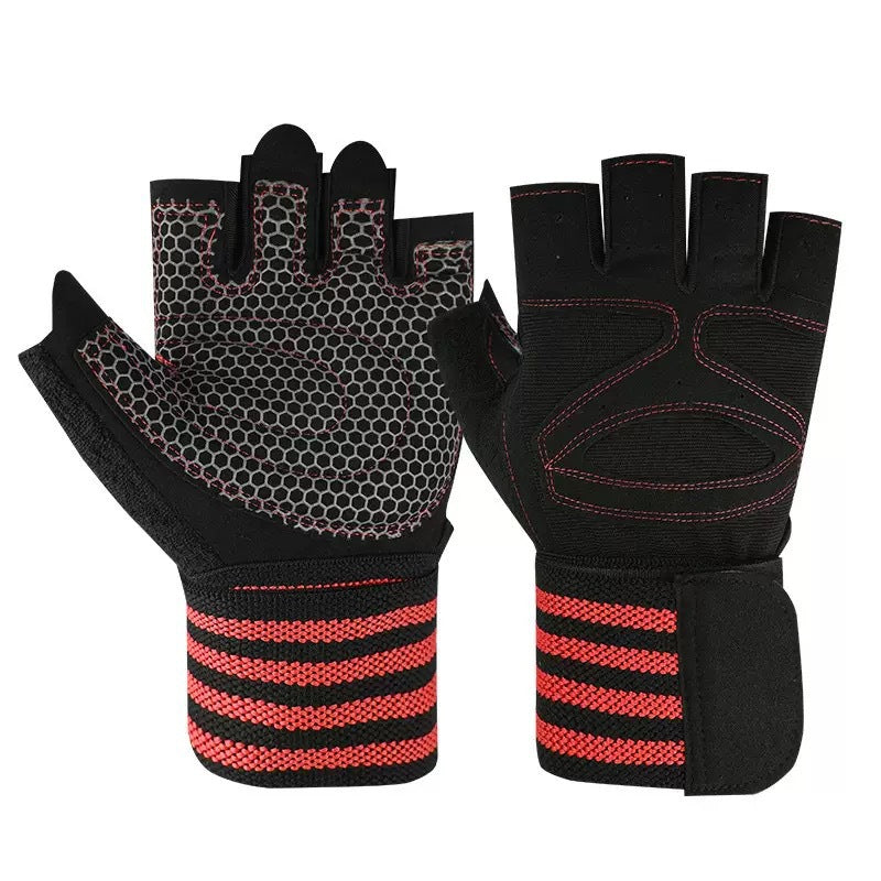 Fitness Gloves Half-Finger Men's and Women's Non-Slip Breathable Summer Weightlifting Hand Guards Dumbbell Equipment Training Long Wrist Cycling Gloves
