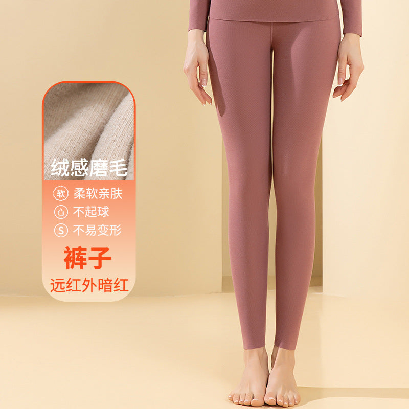 Autumn and winter new ladies de velvet thermal underwear set heating plus velvet padded autumn pants anti-bacterial underwear