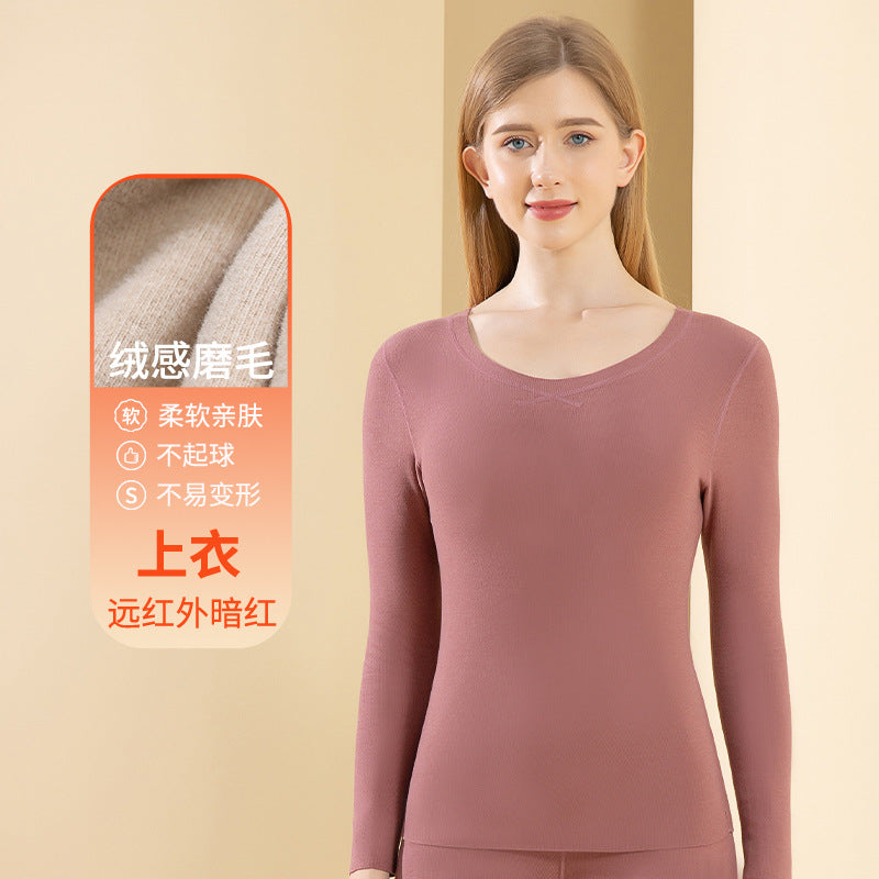 Autumn and winter new ladies de velvet thermal underwear set heating plus velvet padded autumn pants anti-bacterial underwear