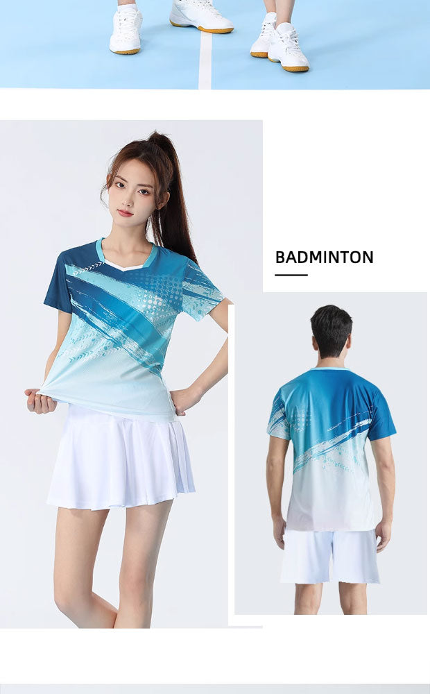 2025 New Quick-Dry Breathable Badminton Uniforms with Logo Printing, Couple Style Sports Table Tennis Uniforms, Group Purchase with Number Printing