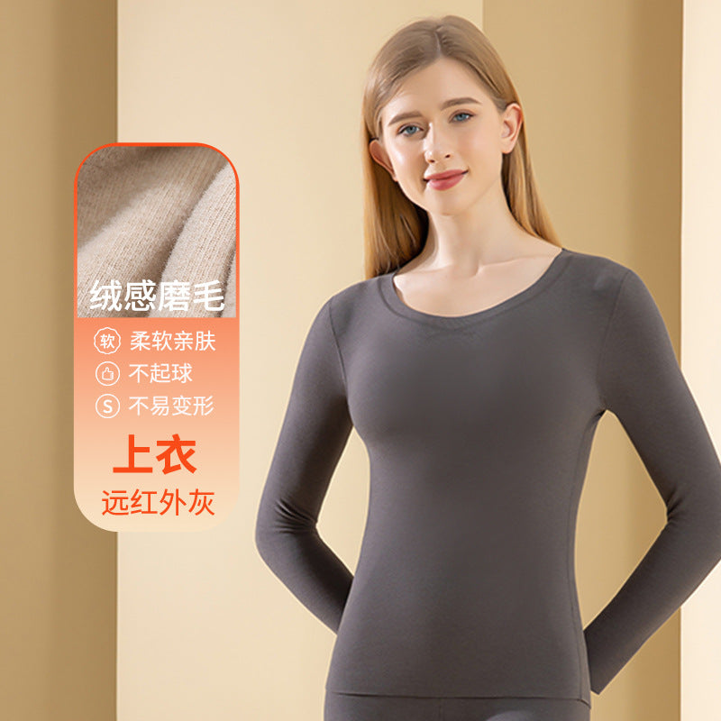 Autumn and winter new ladies de velvet thermal underwear set heating plus velvet padded autumn pants anti-bacterial underwear