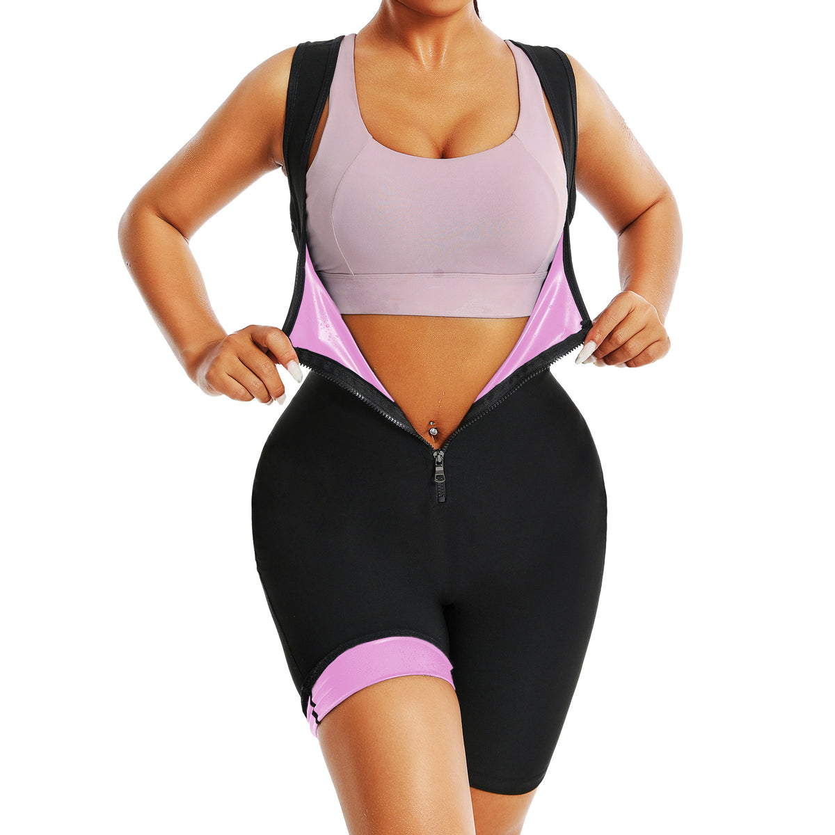 Cross-Border Tight Women's Waist-Lifting Hip Sweat Suit Running Yoga Fitness Suit Sports Sweat Bodywork Suit