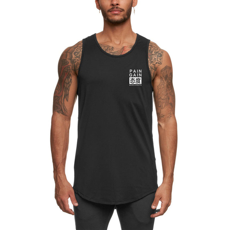 Literary attitude printing design Men's Fitness sports vest summer breathable granular fabric bodybuilding iron clothes