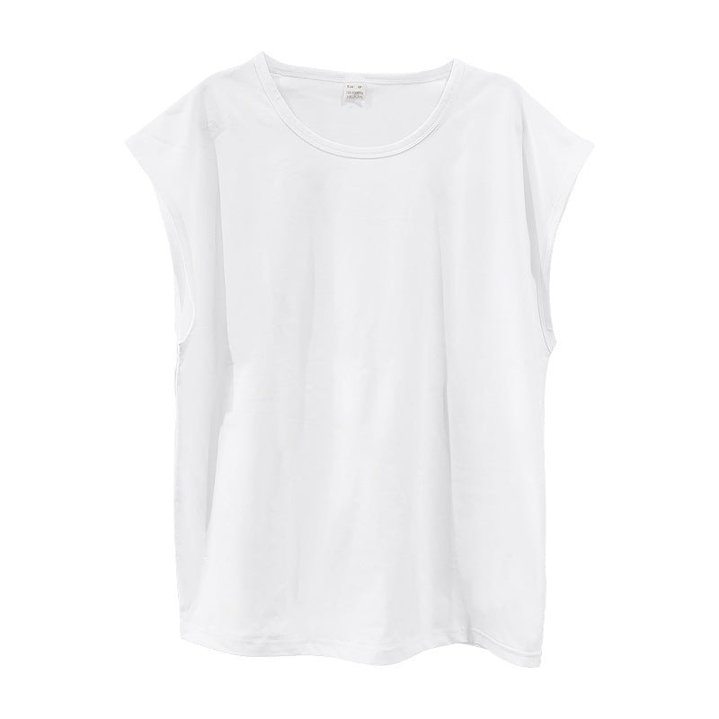 Men's Loose Short Sleeve T-Shirt Round Neck Sleeveless Casual Breathable Summer Sports Basic Vest