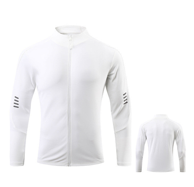 Men's T-shirt Spring and Autumn Muscle Sports Fitness Leisure Exercise Running Elastic Quick-drying Slim-fit Zipper Long Sleeve Foreign Trade