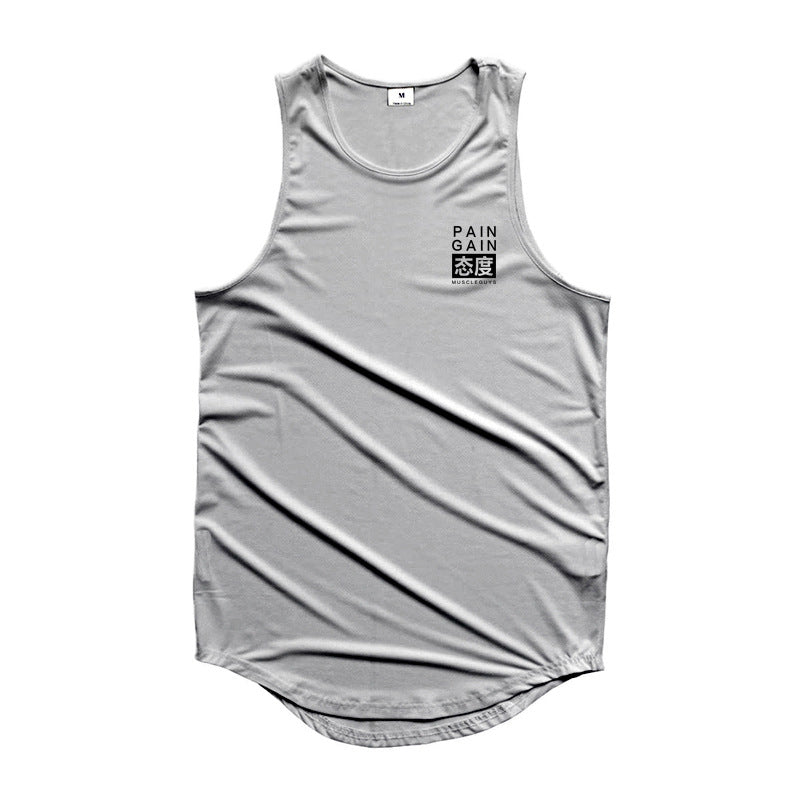 Literary attitude printing design Men's Fitness sports vest summer breathable granular fabric bodybuilding iron clothes