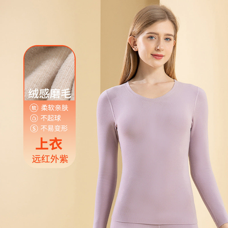 Autumn and winter new ladies de velvet thermal underwear set heating plus velvet padded autumn pants anti-bacterial underwear