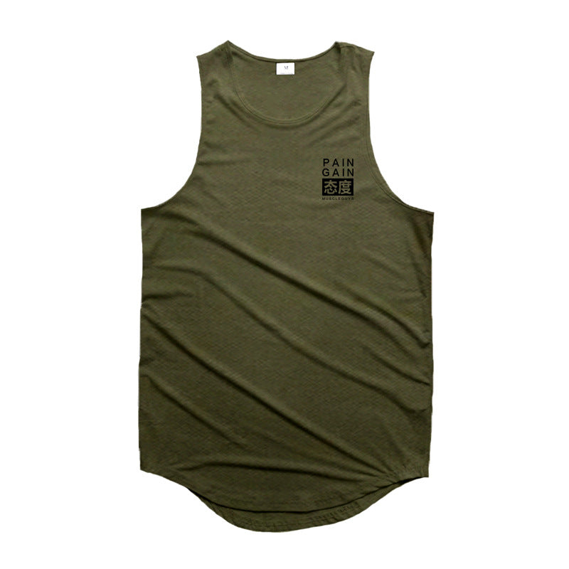 Literary attitude printing design Men's Fitness sports vest summer breathable granular fabric bodybuilding iron clothes