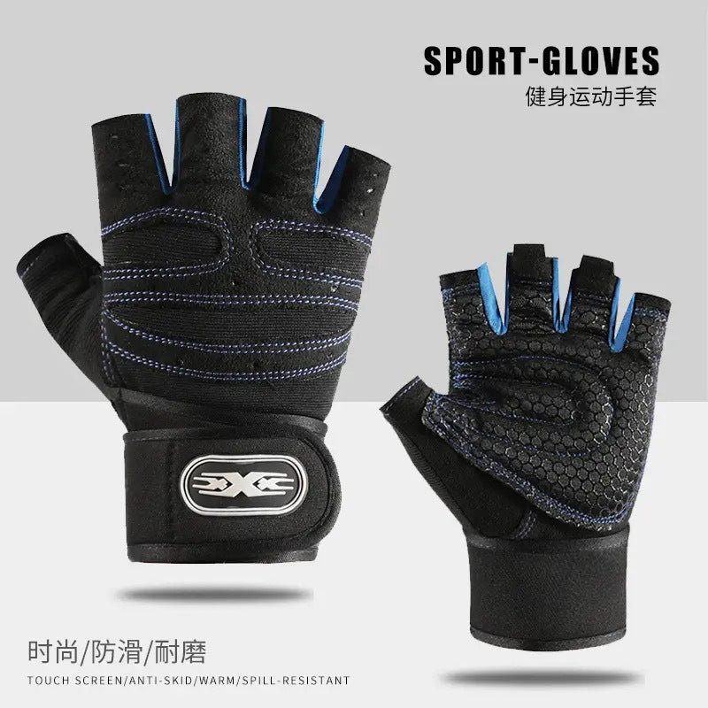 Fitness Gloves Half-Finger Men's and Women's Non-Slip Breathable Summer Weightlifting Hand Guards Dumbbell Equipment Training Long Wrist Cycling Gloves