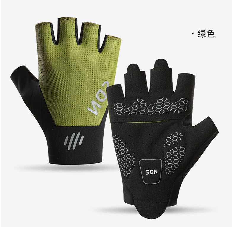 Men's and Women's Summer Cycling Outdoor Full-Finger Gloves Half-Finger Ice Silk Breathable Non-Slip Wear-Resistant Bicycle Fitness Sports Gloves
