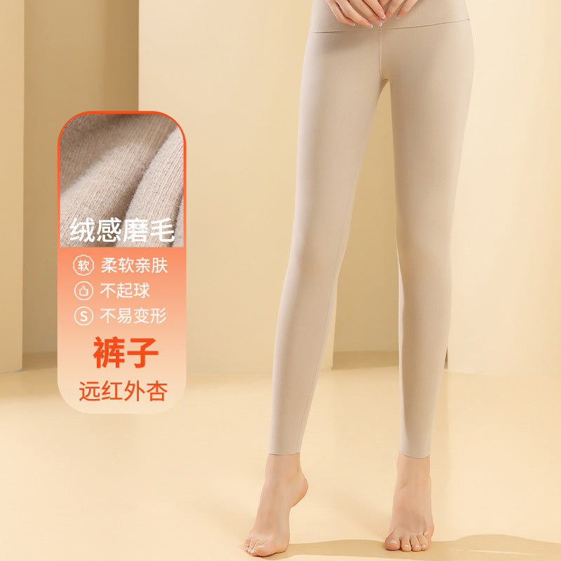 Autumn and winter new ladies de velvet thermal underwear set heating plus velvet padded autumn pants anti-bacterial underwear
