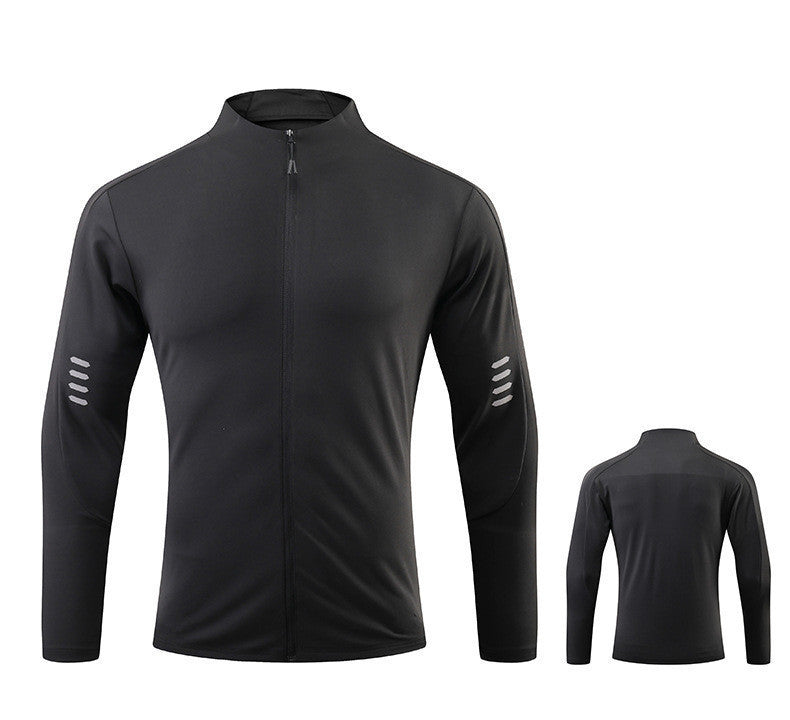 Men's T-shirt Spring and Autumn Muscle Sports Fitness Leisure Exercise Running Elastic Quick-drying Slim-fit Zipper Long Sleeve Foreign Trade