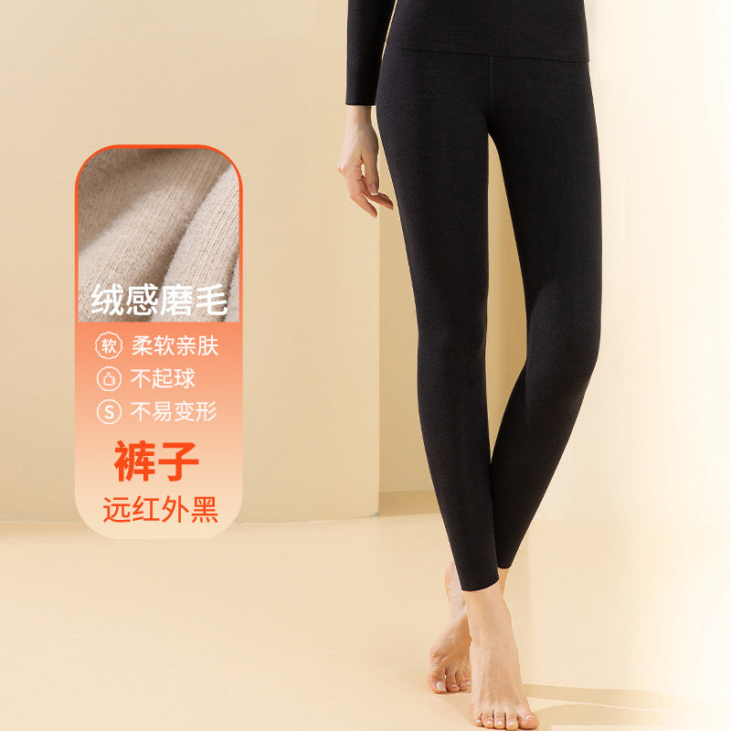 Autumn and winter new ladies de velvet thermal underwear set heating plus velvet padded autumn pants anti-bacterial underwear