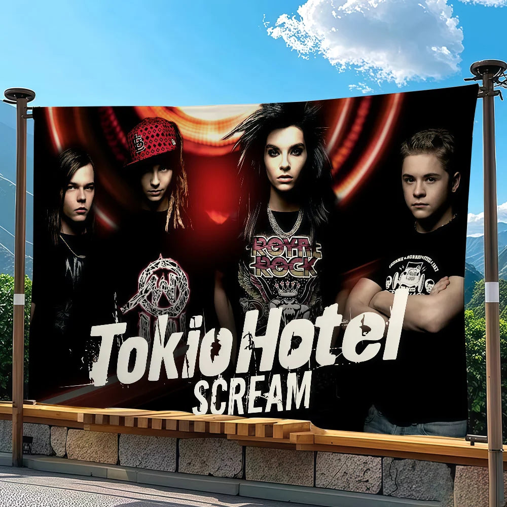 Rock T-Tokio H-Hotel Flag Suitable For Party Club Outdoor Indoor Wall Art Decoration Banner Gift
