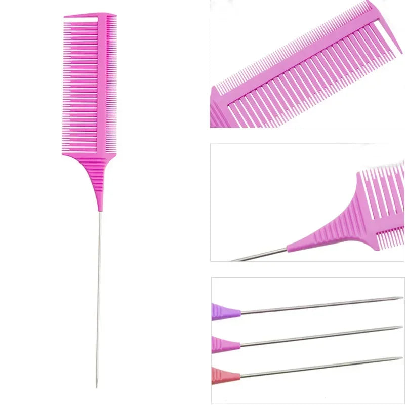 3pcs Hairbrush Hair Styling Combs Tailed Comb Set Coloring Dyeing Comb Salon Tool Sectioning Highlighting Weaving Cutting Comb