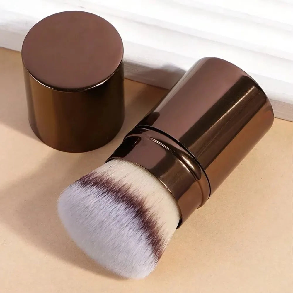 1 PCS Portable Synthetic Hair Retractable Makeup Brush UItra-Soft Flat Angle Powder Brush Makeup Tool Makeup Application