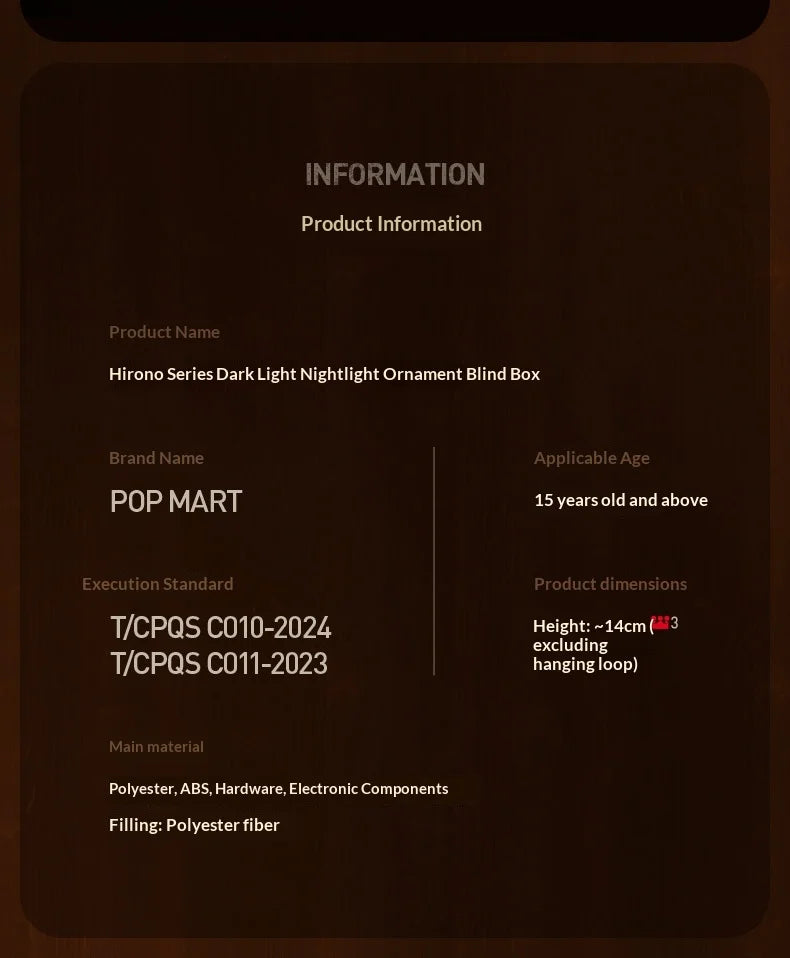 Genuine POP MART Hirono Dark Scene Series Blind Box Cute Night Light Hanging Ornament Bag Car Pendant Home Decor Halloween Gift