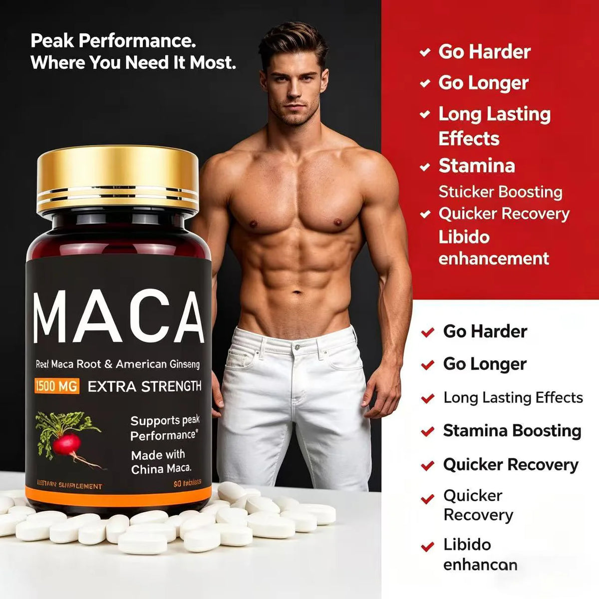 Original Ashwagandha, Shilajit & Maca Tablets, Male Supplement, Immunity Capsules for Men