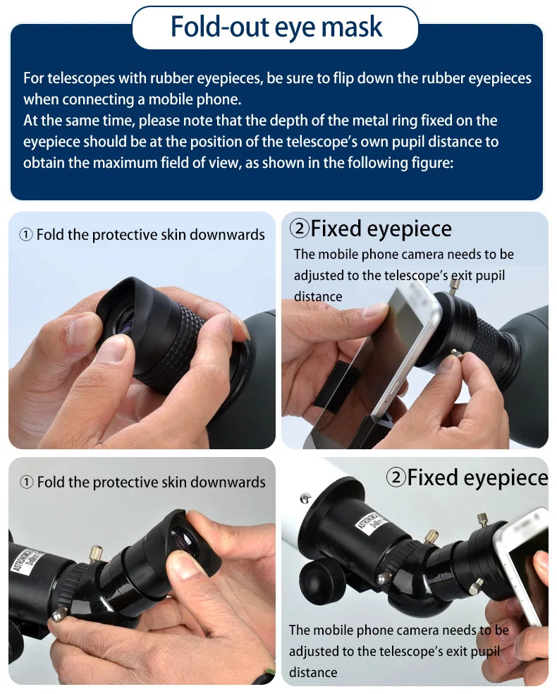 Metal mobile phone clip double monocular astronomical telescope microscope eyepiece connected to mobile phone for taking picture