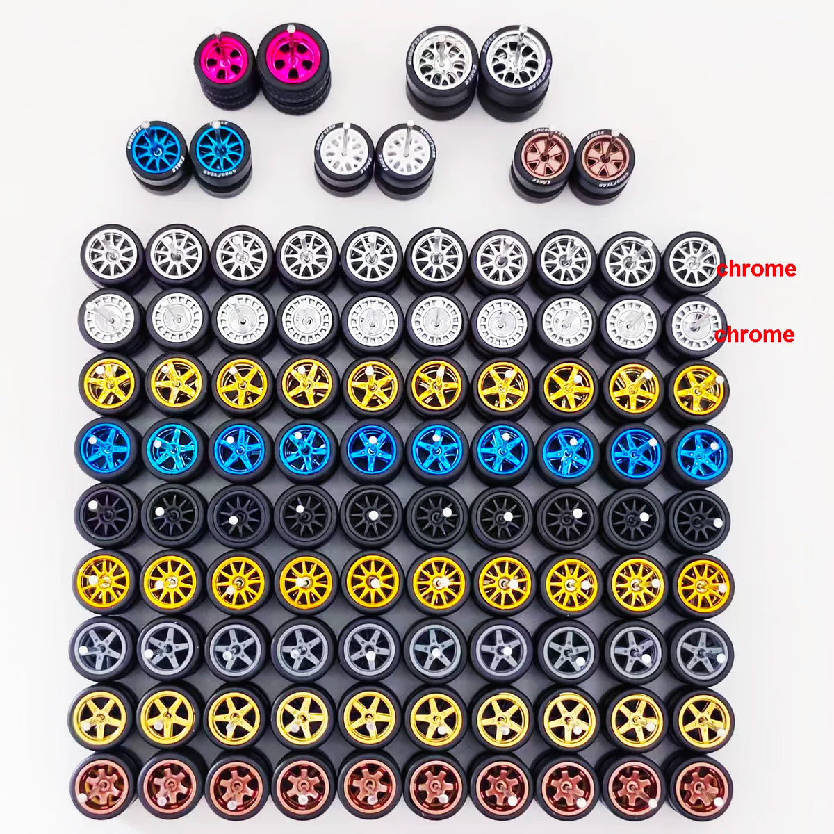 50 Sets 1/64 Wheels Pack with Rubber Tires Axles for 1:64 Matchbox Domeka Hotwheel Diecast Car Model Cars Wholesale