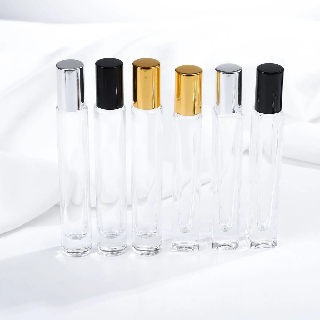 20 PCS Perfume Bottle 10ml Glass Roll on Bottle Luxury Perfume Atomizer Travel Portable Sample Test Essential Oil Roll-On Bottle