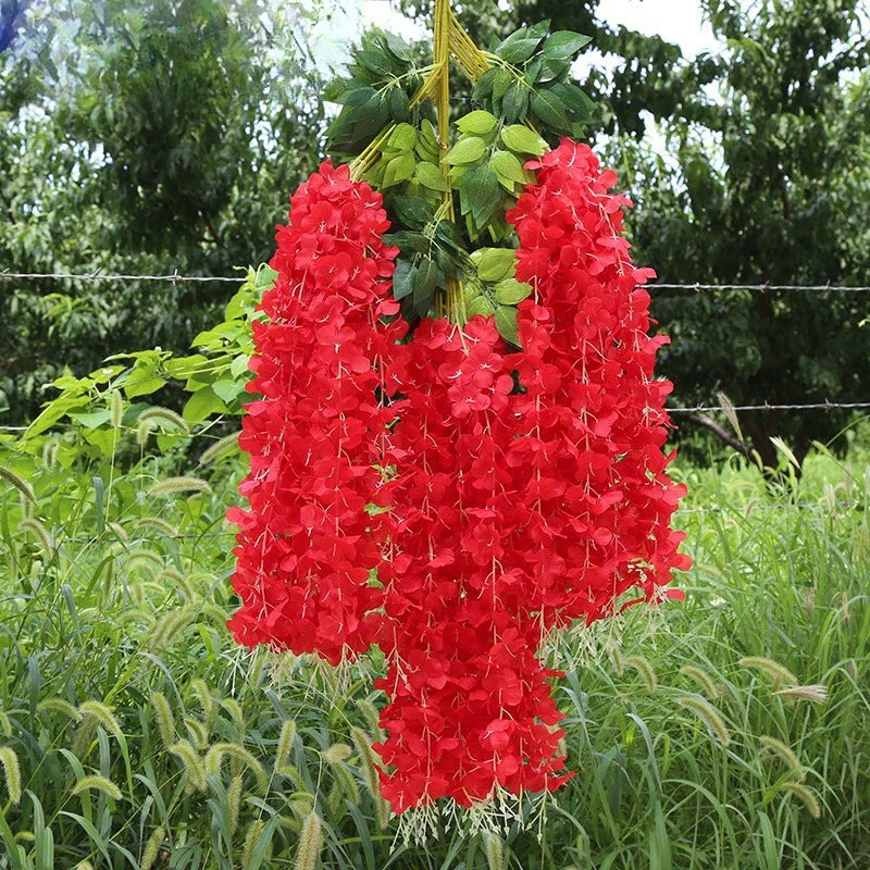 12pcs Artificial Wisteria Flowers String Hanging Garland Decor Fake Flower Outdoor Wedding Garden Arch Home Party Decoration
