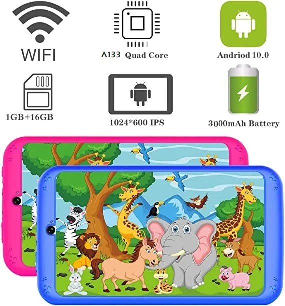 7 INCH Android 10 RAM 1GB +16GB ROM Gift Kid Tablet E98 WIFI Dual Camera Quad-Core Free Silicone Case 3D Glassess