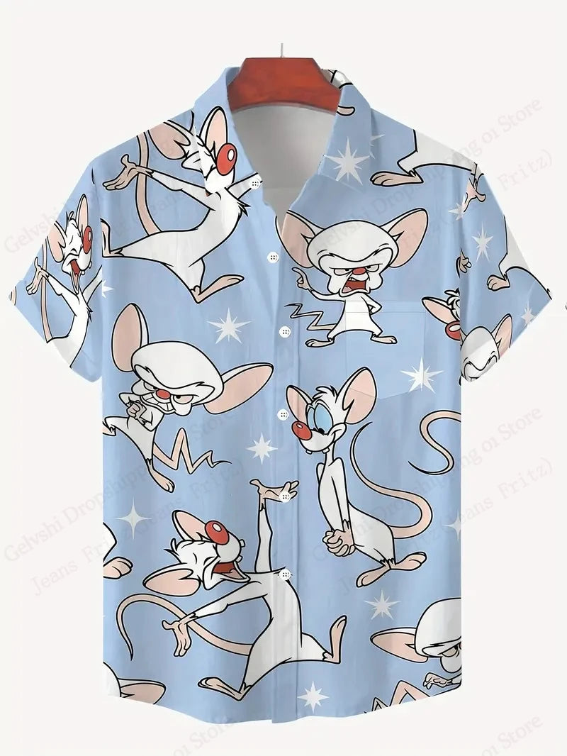 Ribbon Duck 3d Print Hawaiian Shirts Short Sleeve Vocation Beach Shirt Men Blouse Large Size Camisas Men Clothes Cartoon Animal