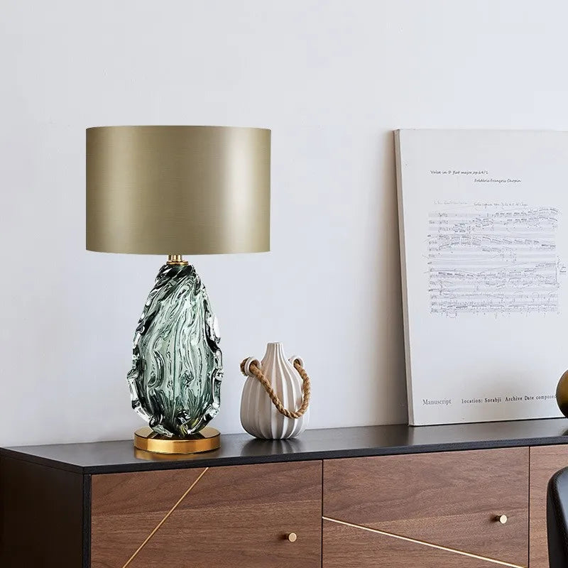 2026 Creative Glass Table Lamp Villa Living Room Luxury Advanced Green Desktop Decorative Lamp Fashion Hotel Bedside E27 Lampada
