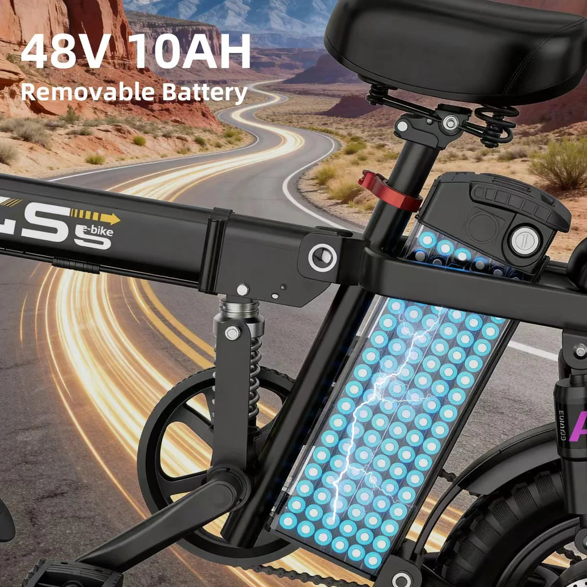 Uplee GS5 500W 48V 15AH Electric Bicycles Ebike E-Bike For Adults, 3-Riding Modes, 14" Foldable Ebike, With Charger And Battery, MAX Speed 19.9 MPH, Dual Disc Brakes, Durable And Lightweight Frame, All-Terrain Foldable Ebike
