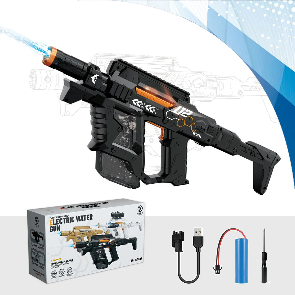 @Space Electric Water Gun Energy Ring Burst Transformation LED Lights Large Capacity Full Auto Continuous Fire Squirt Gun Toy