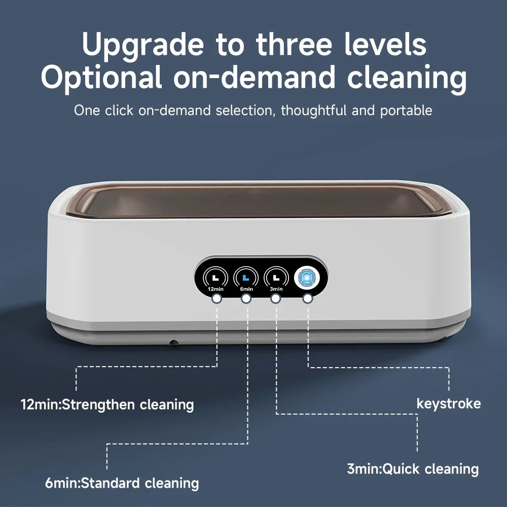 TINSOL 49KHZ High-Frequency Ultrasonic Cleaner 650ml Mini Vibration Cleaning Machine Suitable for Glasses Jewelry and Dentures