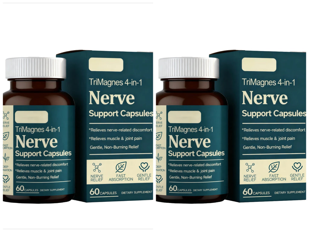 4-in-1 Magnesium Nerve Support Capsules with Citrate Glycinate Malate & Turmeric Extract, 60 CT, Fast Absorption Formula