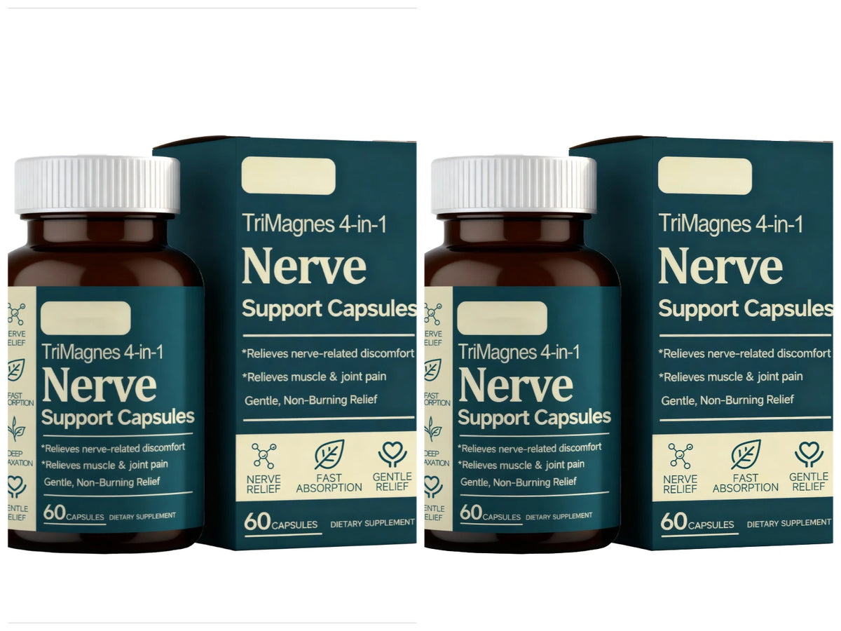 4-in-1 Magnesium Nerve Support Capsules with Citrate Glycinate Malate & Turmeric Extract, 60 CT, Fast Absorption Formula