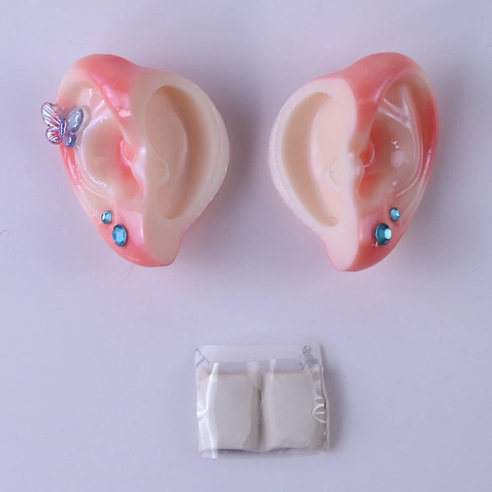 Blyth 1/6 Doll Ear: Hand-painted Ears with Rhinestone Texture and Openwork Design DIY Accessories for 30 cm Dolls